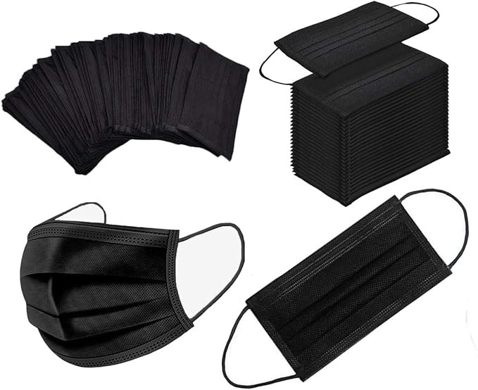 NNPCBT 100PCS 3-layer black disposable face mask filter protective mask
